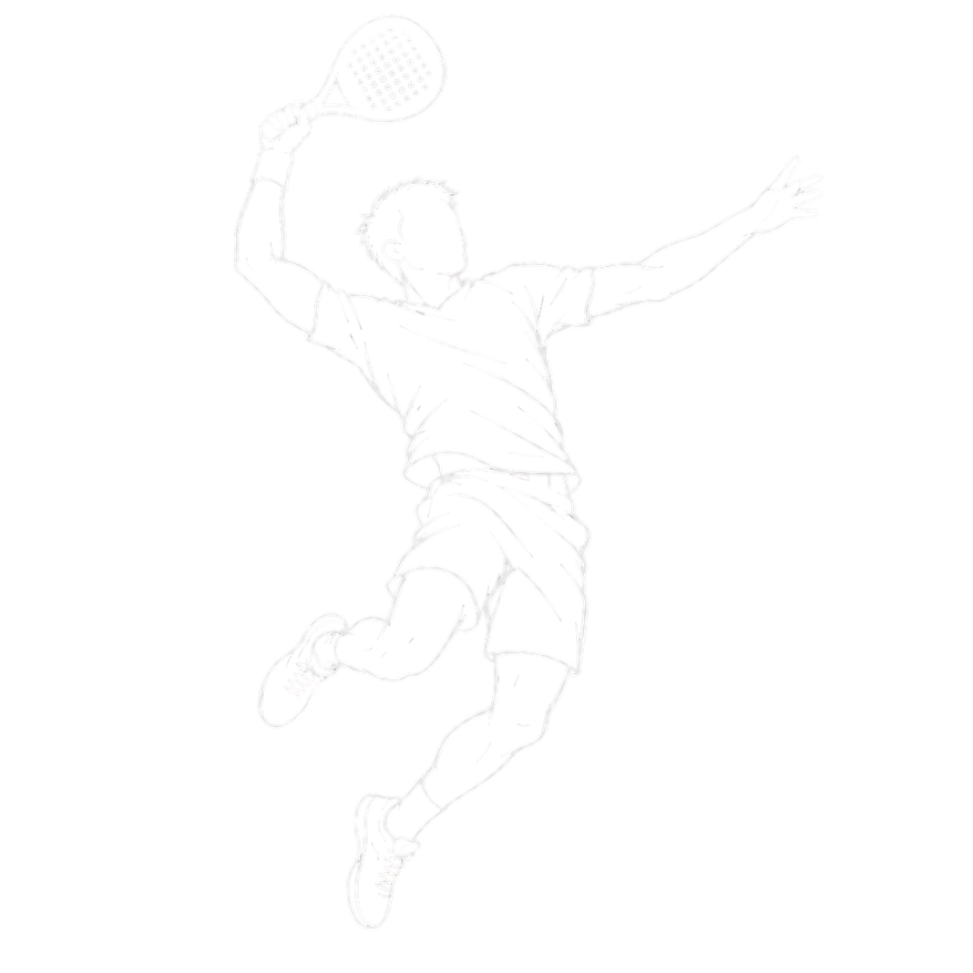 Ilustración oficial de un jugador de pádel rematando